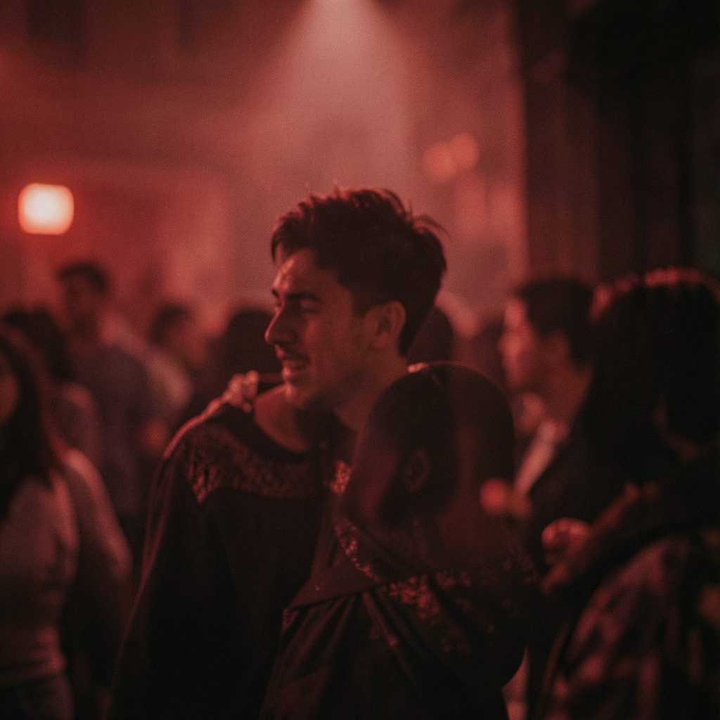 A wide cinematic frame of a diverse group of young people at a conference, engaged in discussion with notebooks, bright and collaborative mood.